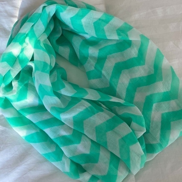 Tiffany Blue Teal Mint Chevron Bohemian Artsy Whimsical Wide Infinity Scarf - Picture 11 of 11